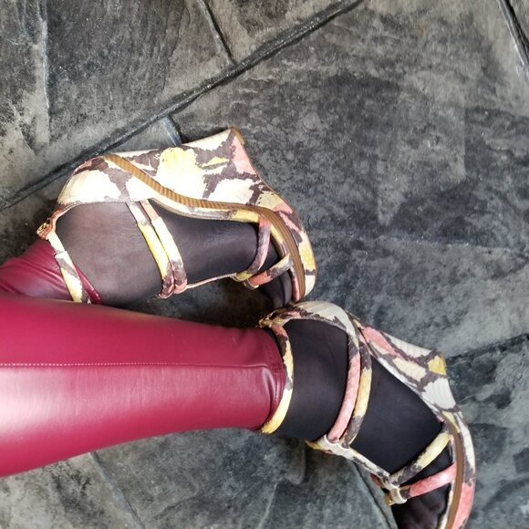 Colorful snake skin platform wedges with 6 inch heels - Picture 5 of 10